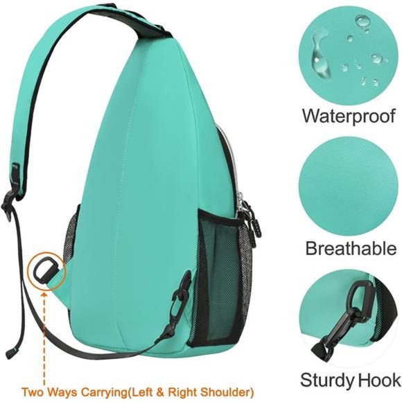 Teal Sling Backpack, Multipurpose Crossbody Shoulder Bag Travel Hiking Daypack main image 5